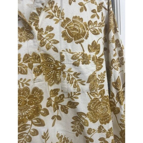 Garnet Hill Organic Cotton Cozy Floral Button-Front Flannel Nightgown - Size M - Picture 5 of 9